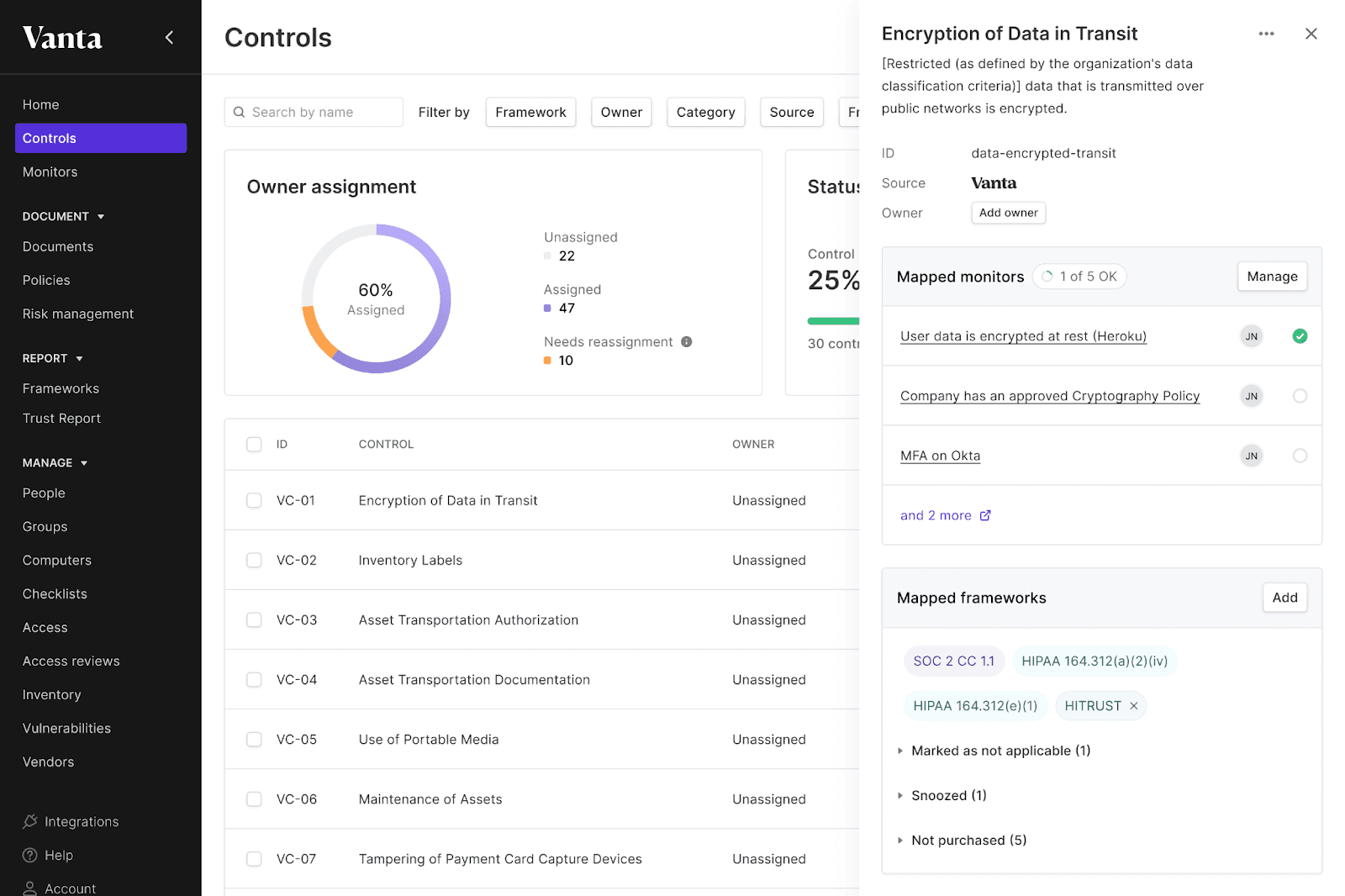 Vanta Dashboard