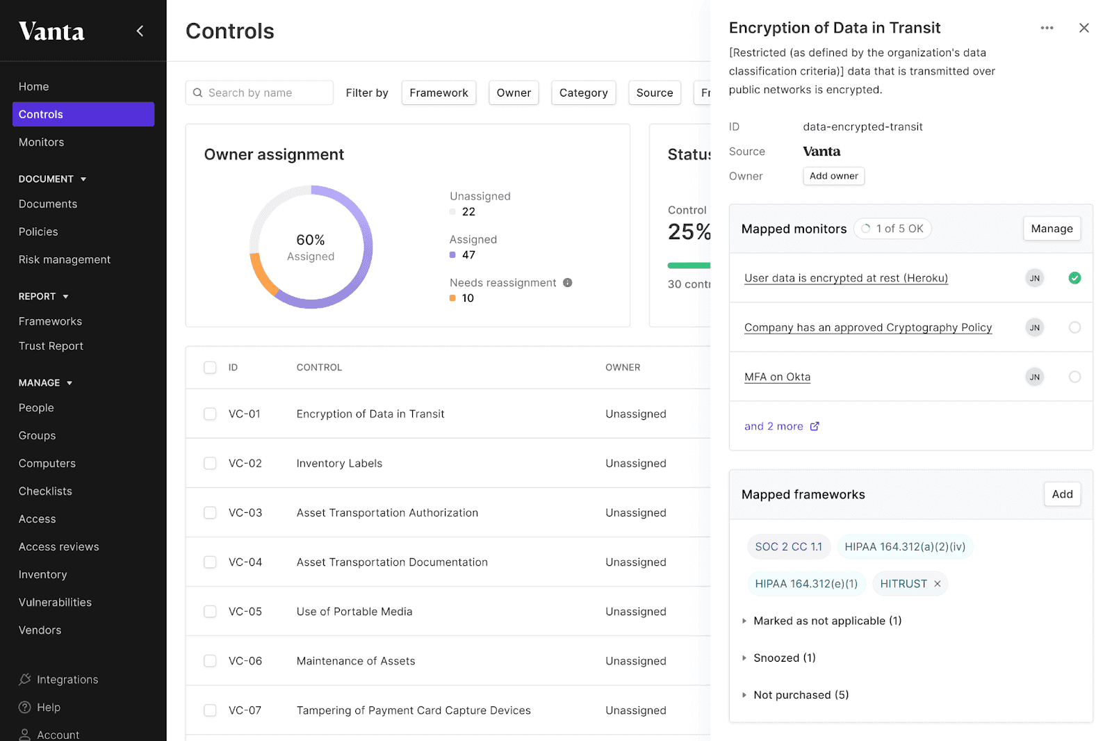 Vanta Dashboard